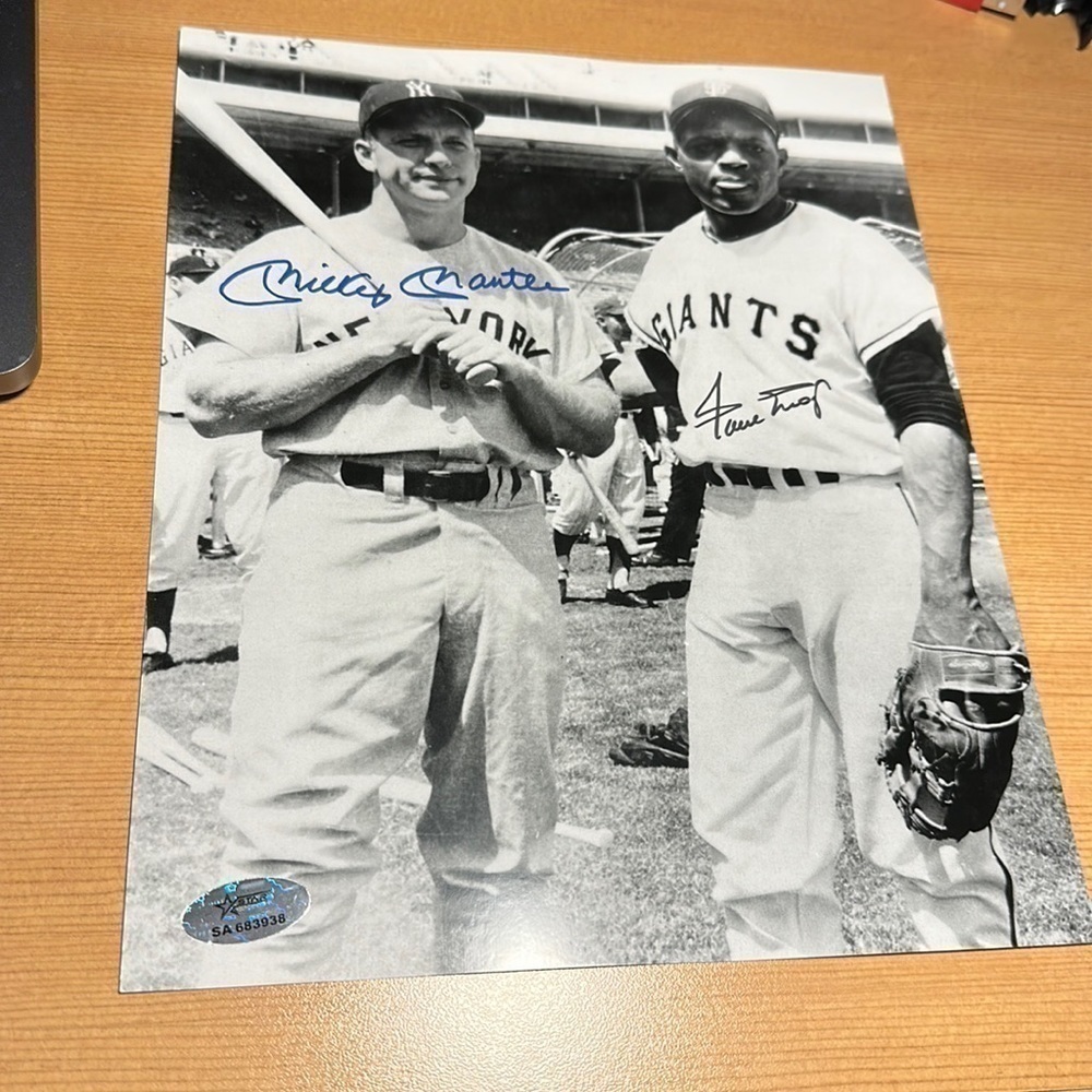 Mickey mantle Willie mays autographed 8x10 photo